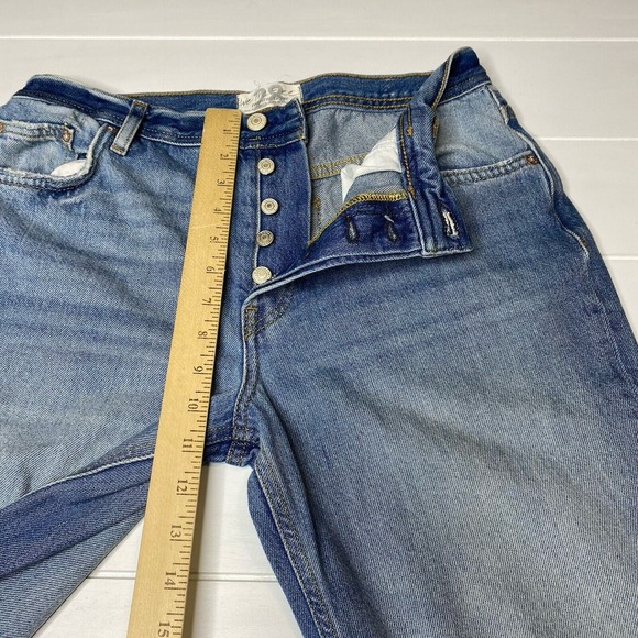 Free People We the Free Straight Leg Cropped Distressed Jeans Button Fly Size 28 - Picture 11 of 16